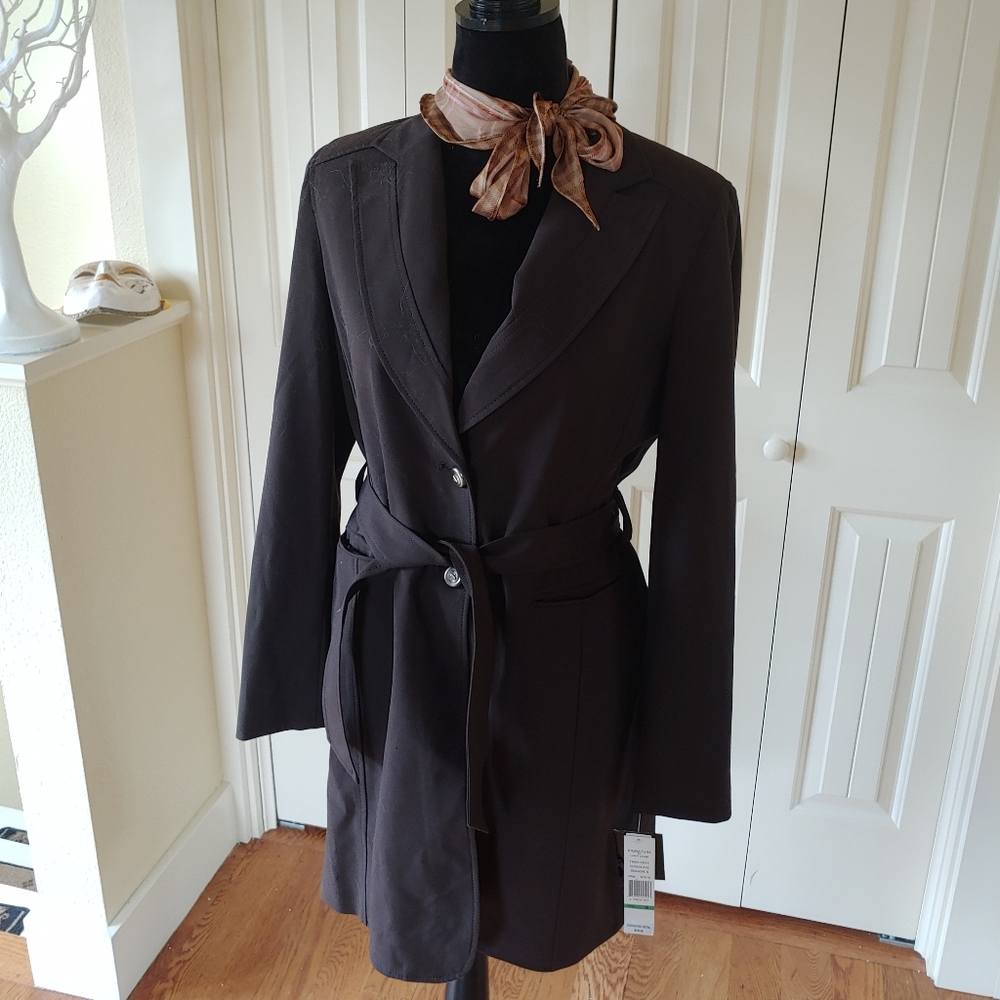 Larry Levine Chocolate Trench Coat